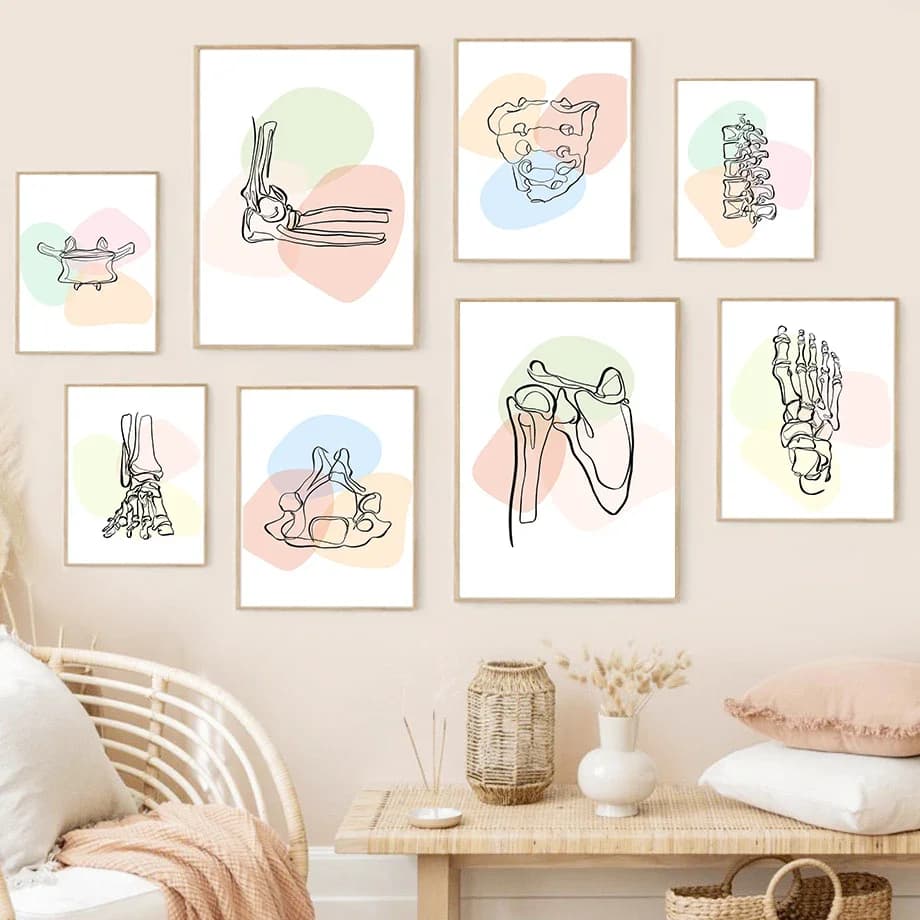 (No frame)Abstract Femur Bone Foot Anatomy Medical Posters And Prints Wall Art Canvas Painting Wall Pictures For Chiropractic