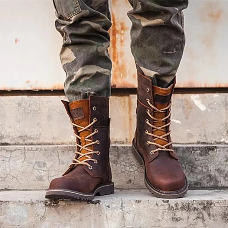Scarpe da trekking in pelle di vacchetta KOWM da uomo, impermeabili, tattiche, da moto, stivali da caccia, stivali da neve da combattimento nel deserto, sneakers da trekking