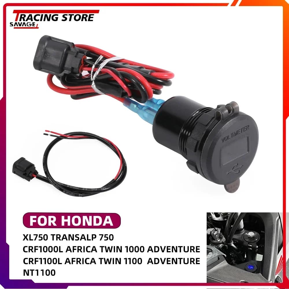 3.0 Dual USB Aux Quick Charger for Honda XL750 Transalp NT1100 CRF1000L CRF1100L 12V Power Supply Plug Connector Adapter