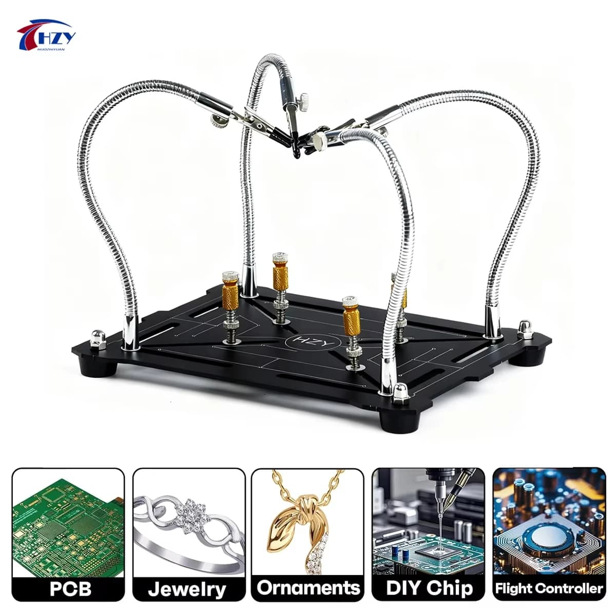 HZY Terza Mano Pana Telaio per Pistola ad Aria Calda Supporto per Scheda PCB Supporto per Pistola Termica Aiutare le Mani per Strumento di Saldatura di Riparazione Elettronica