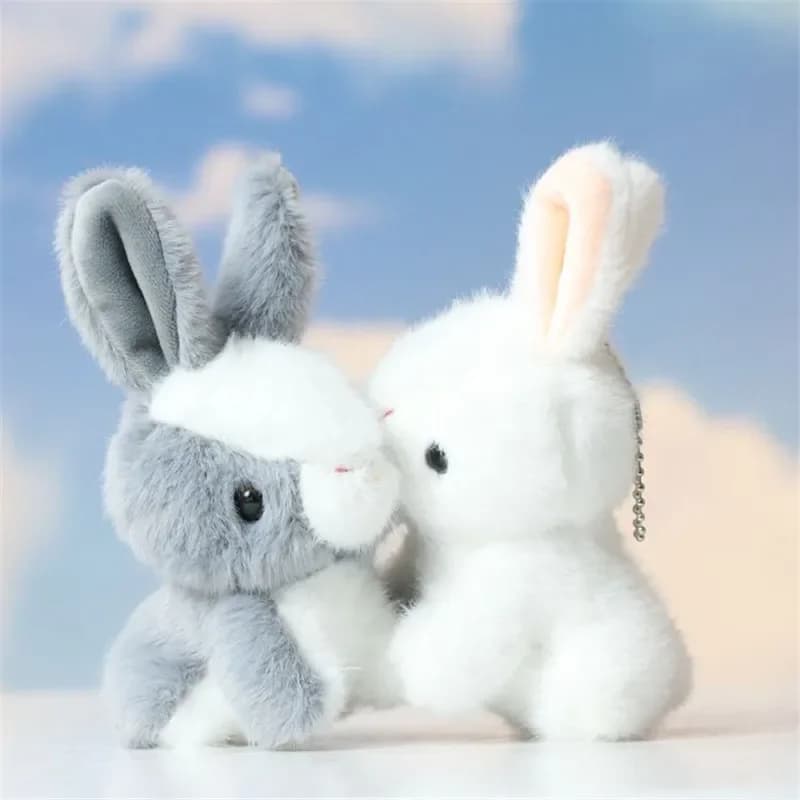 Ciondolo in peluche imitazione coniglio Bella bambola bianca Portachiavi Zaino Regalo Ragazza Portachiavi carino