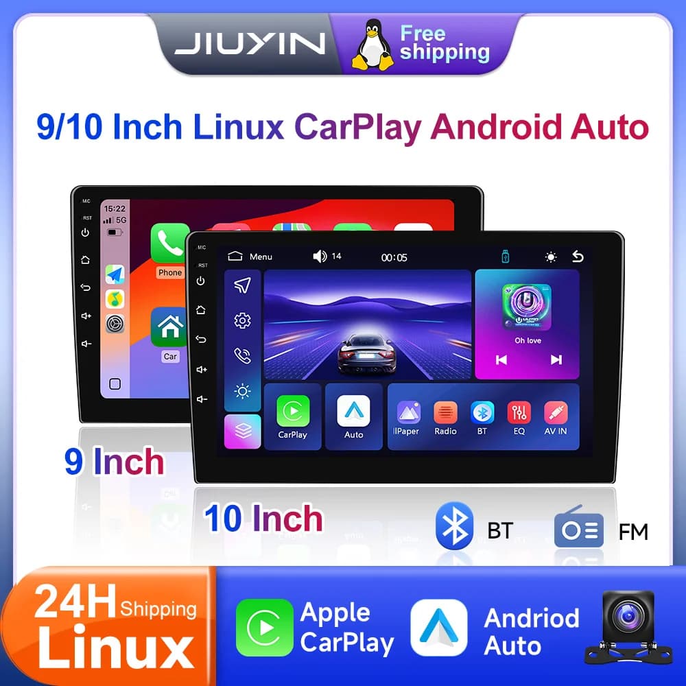 JIUYIN Linux 9"/10" Universal Car MP5 Radio Player Wireless Carplay Android Auto For Nissan Kia Toyota VW Multimedia Stereo