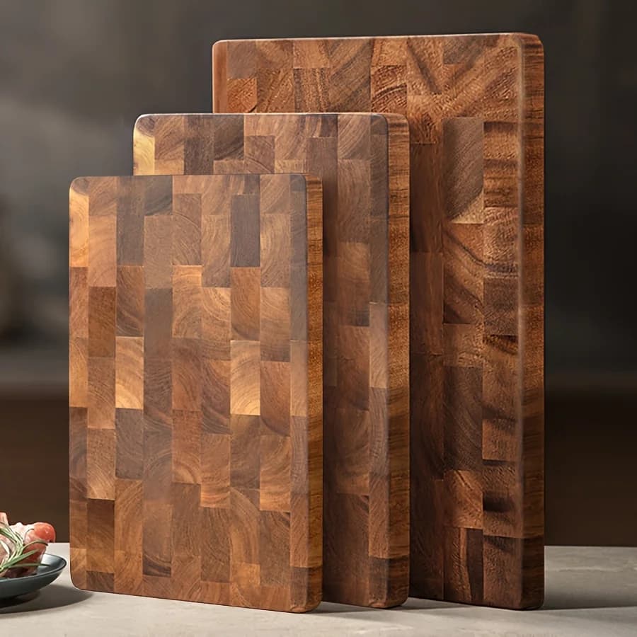 1 tavola di legno grande: tagliere per venature del legno resistente, legno di albero di camelia a foglie grandi per carne, formaggio, verdure, pane