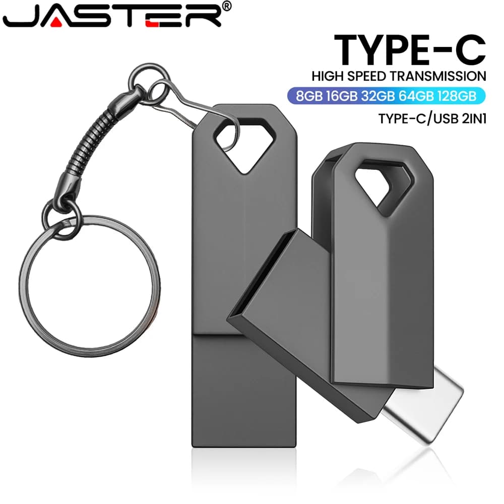 TYPE-C Chiavetta USB in metallo Chiavetta USB-C con logo personalizzato gratuito Memory Stick Dispositivo di archiviazione Pendrive Chiave USB 128 GB 64 GB 32 GB