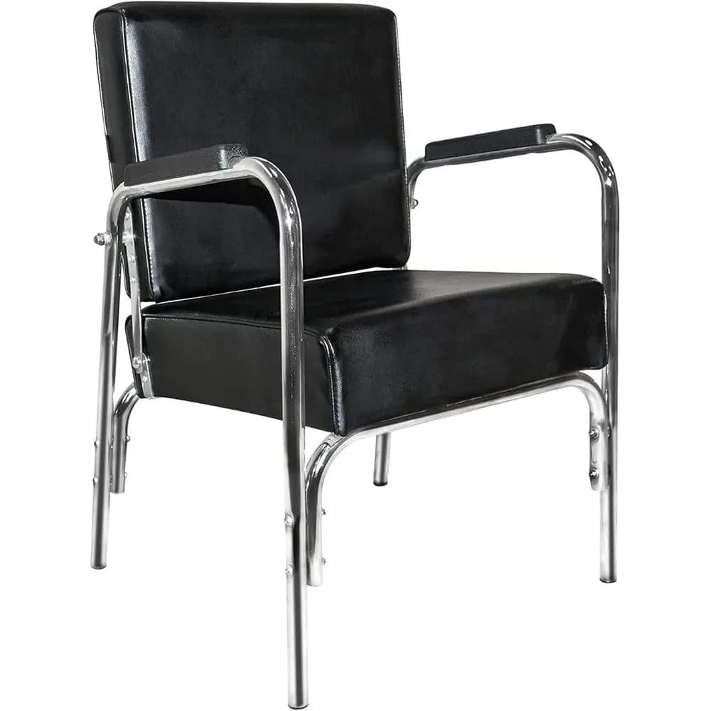 Professional reclining chair for car with washable soft vinyl coating, high density foam cushions and stainless steel, black