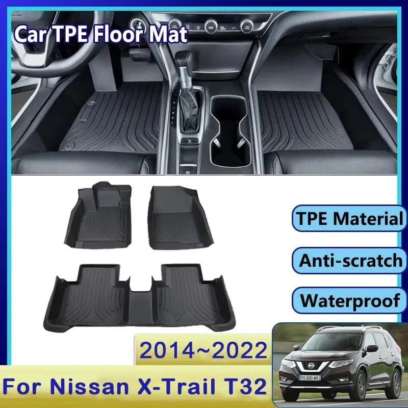 Car Mat for Nissan X-Trail XTrail Rogue T32 2014 ~ 2022 luxury waterproof mud carpet TPE Foot Pad full mat accessories 2021