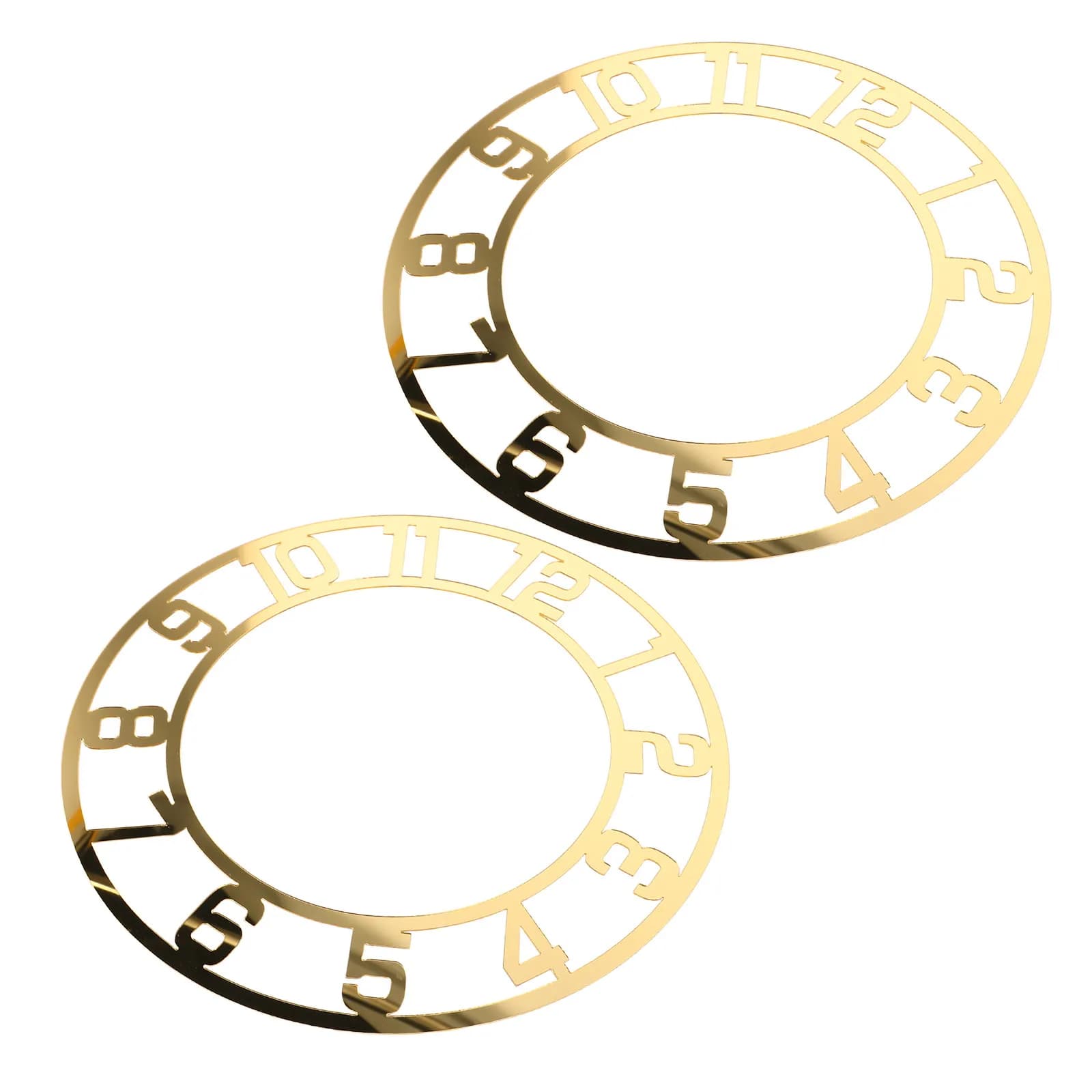2 Pezzi Orologio da Parete con Numeri, Moderno Orologio Rotondo in Acrilico a Specchio, Facile da Installare, Numeri Arabi, Pannello in Resina Fai-da-Te