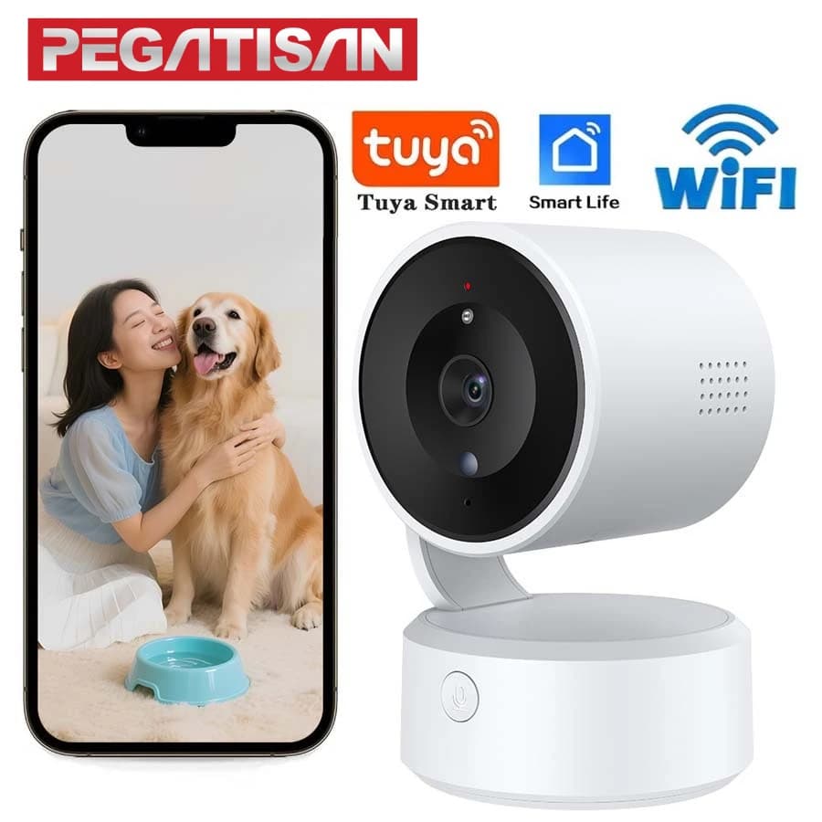 Telecamera WiFi PEGATISAN 5MP Tuya con Comunicazione Bidirezionale, Monitor per Bambini da Interno 1080P, Zoom 4X PTZ 360 ° Telecamere di Sorveglianza Smart Life