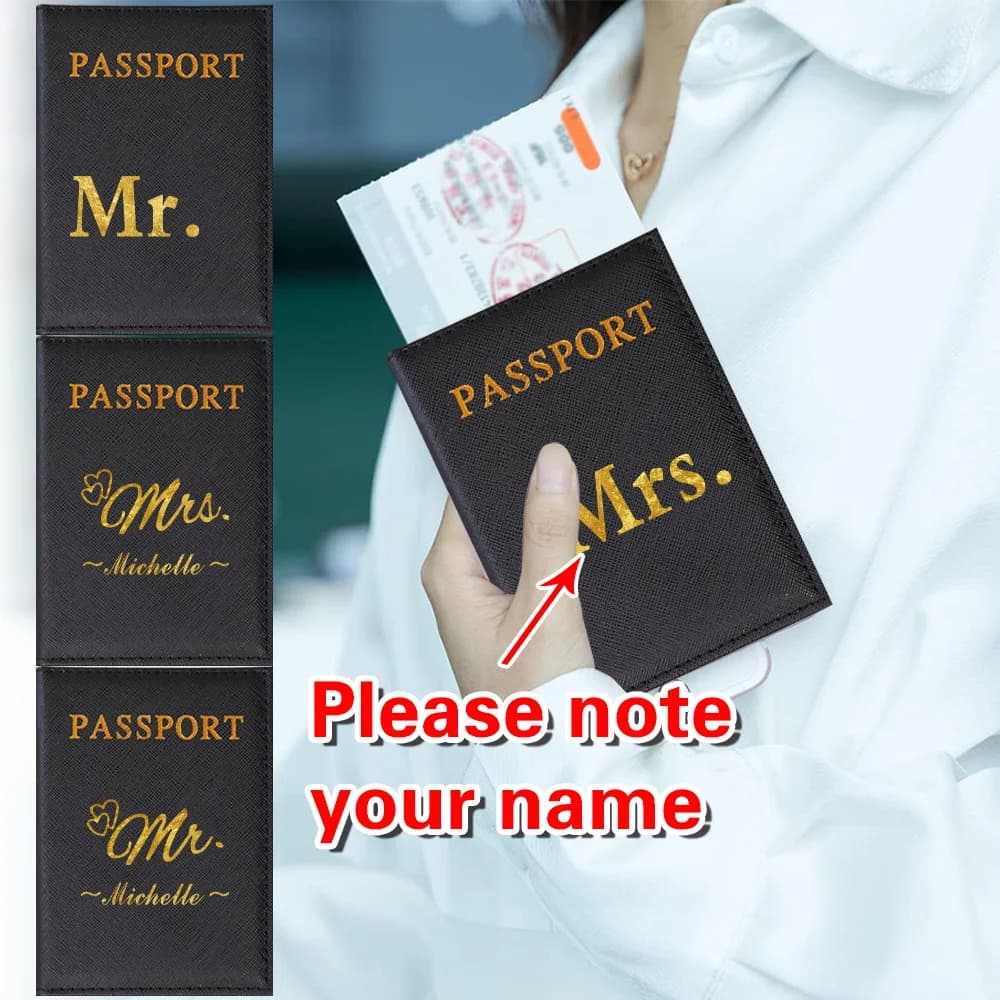 Custodia per passaporto con nome personalizzato personalizzato Custodia per biglietti d'aria Porta passaporto per elementi essenziali da viaggio multifunzione