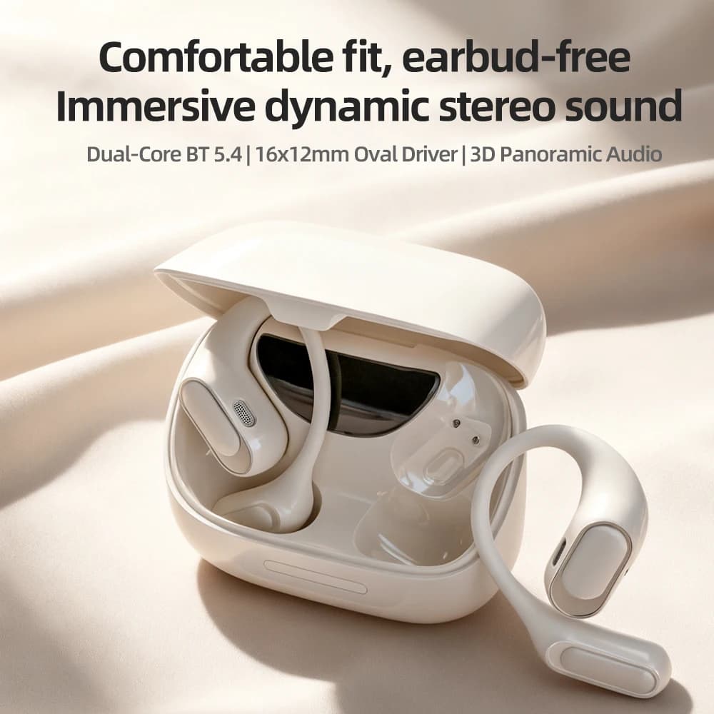 Bluetooth 5.2 Business Wireless Headphone Ear Hook Mini HIFI Bass Earphone with Noise Cancelling with Microphones Sports Earphone