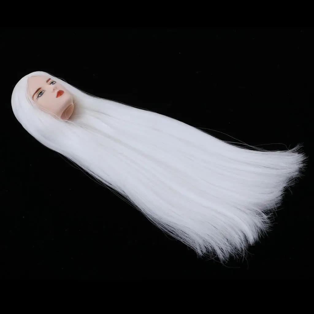 Testa di Bambola BJD in Plastica Bianca con Parrucca, Parte per Action Figure Maschile per Bambole Snodabili 1/6 e Progetti Fai-da-Te
