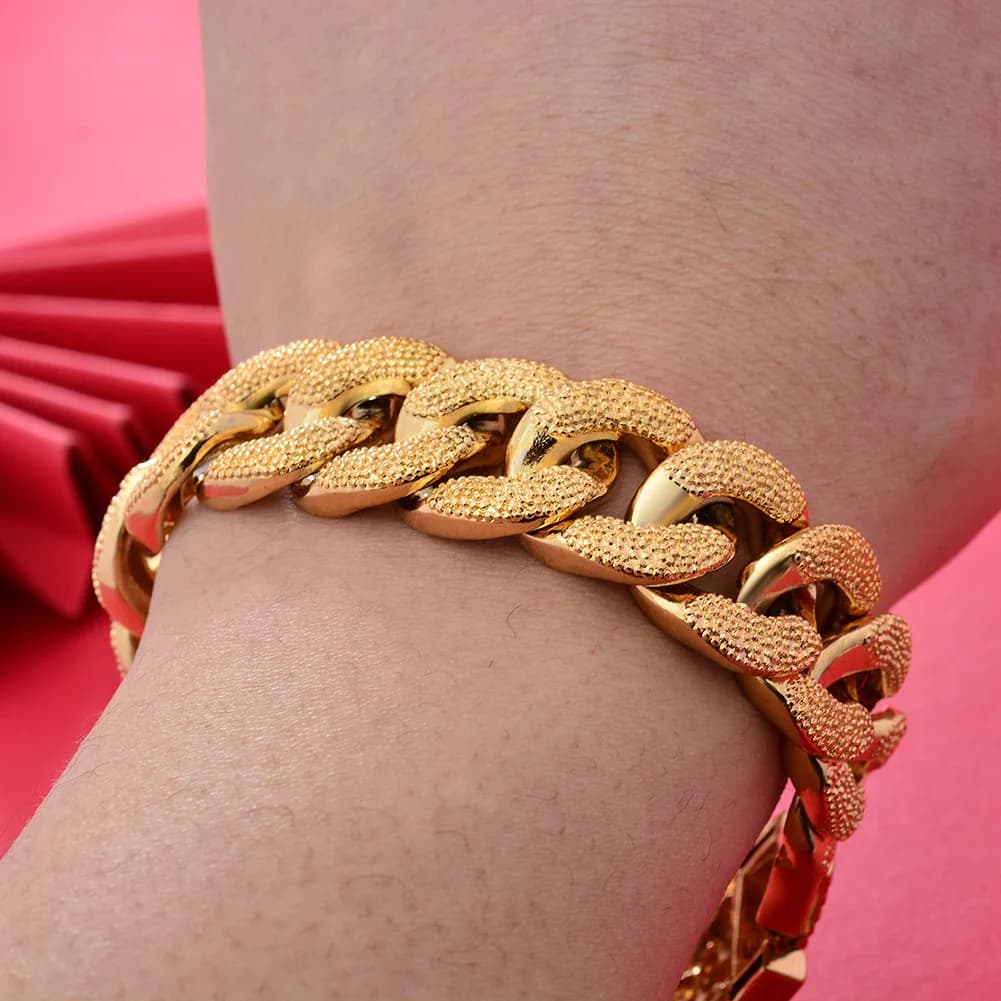 Bracciale color oro Dubai 18k per donna/ragazza uomo Etiopia Bracciale moda alla moda Hip Hop Street Gioielli gioielli da sposa
