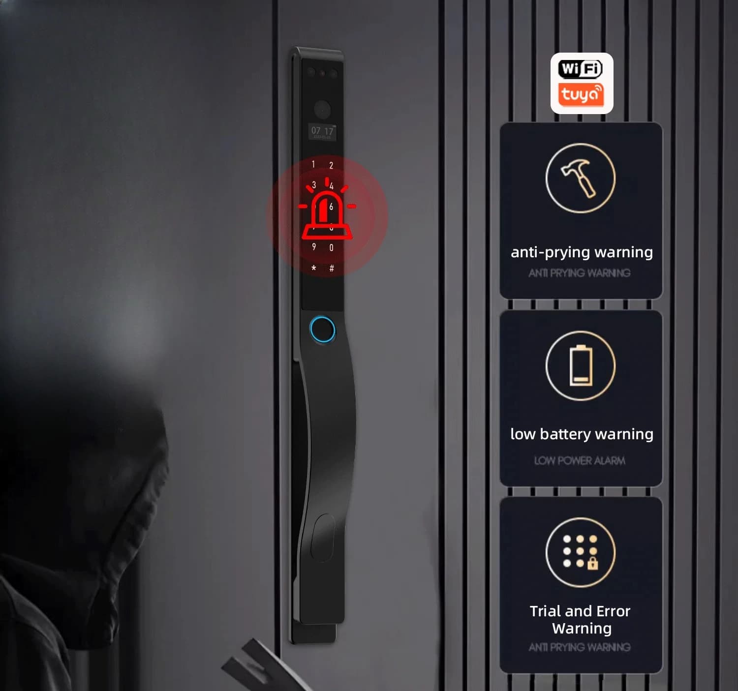 DQ10 Serratura Intelligente WiFi Tuya con Riconoscimento Vene Palmari, Impermeabile, Riconoscimento Facciale 3D, Impronta Digitale e Sblocco con Videochiamata tramite APP