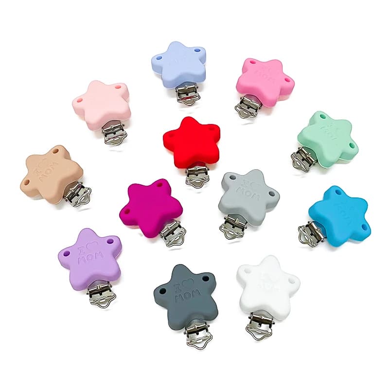 3 pezzi in silicone stella ciuccio clip portaciuccio catena succhietto clip per allattamento accessori per catena ciuccio senza BPA