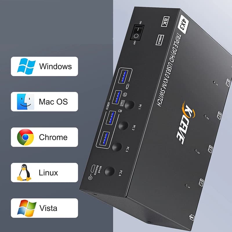 USB3.0 Adattatore/Convertitore Splitter Switch Condivisione dello schermo USB3.0 KVM Switcher gioco USB HUB KVM Splitter Extender dock station 4K