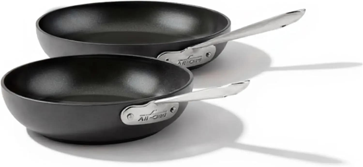 Nonstick Fry Pan Set 2 Piece 8 & 10 Inch Induction Safe Oven Safe 500F Dishwasher Safe Heavy Gauge Aluminum Kitchen Cookware