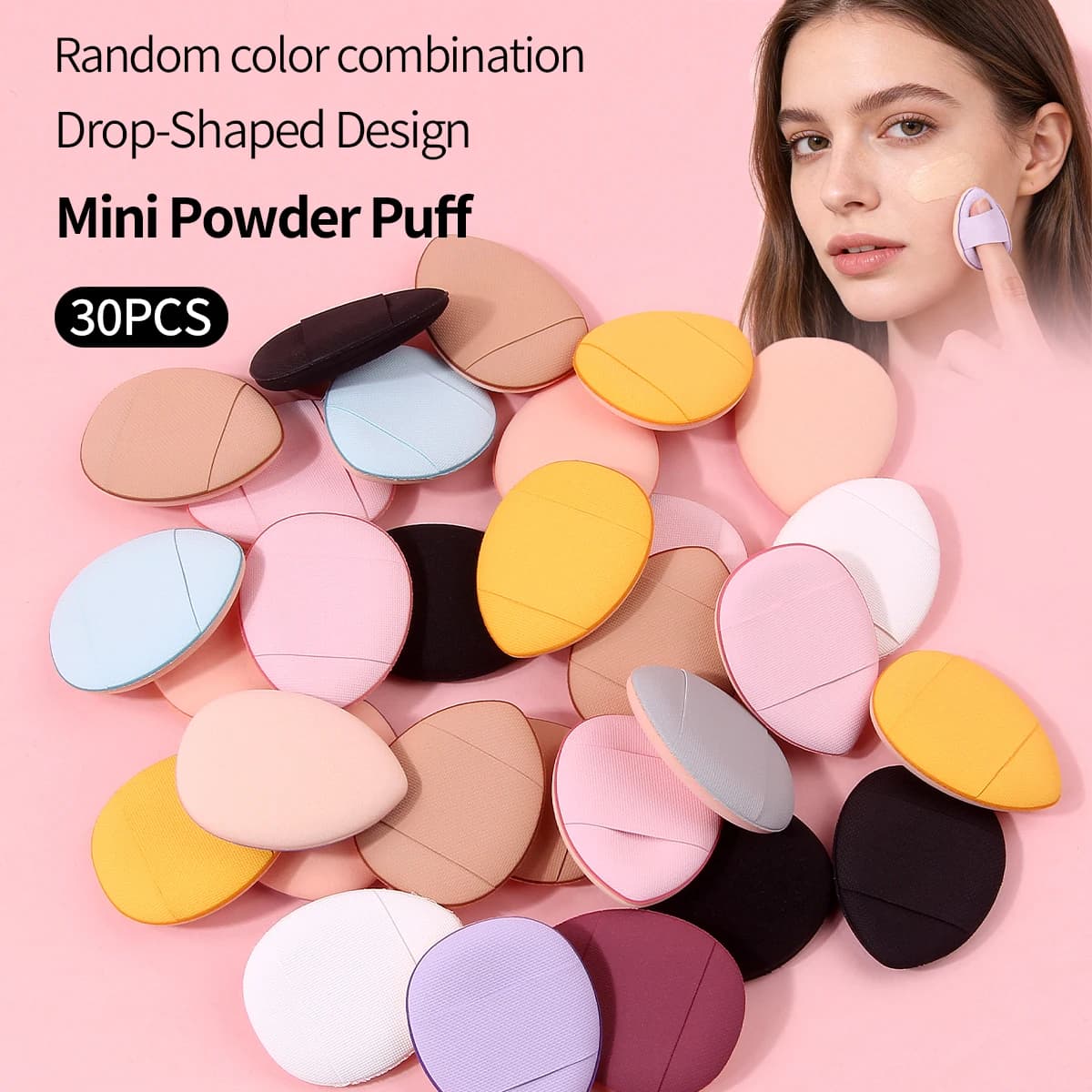 30 spugne per trucco multicolori, applicatori per polvere, riutilizzabili, monouso, per fondotinta, polvere, kit trucco portatile, per uso domestico