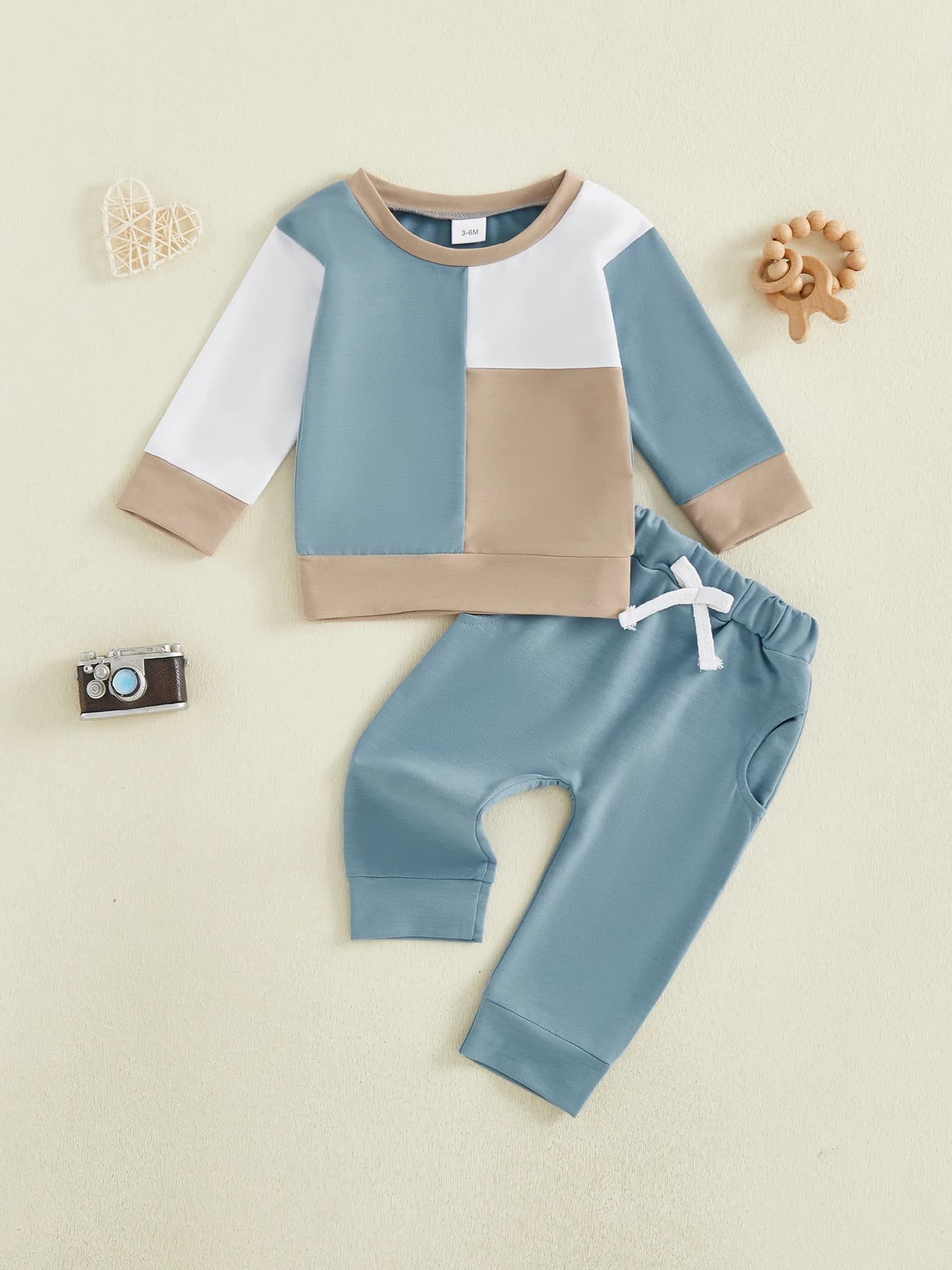 2 piece long sleeve printed hood leggings set, comfortable clothes for cold season