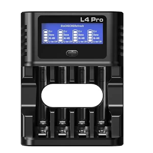 Sconto Caricabatterie intelligente per riparazione batteria al litio + 4 pezzi 1,5 V AA 4300 2700 mAh Uscita a tensione costante ricaricabile e scarica lineare