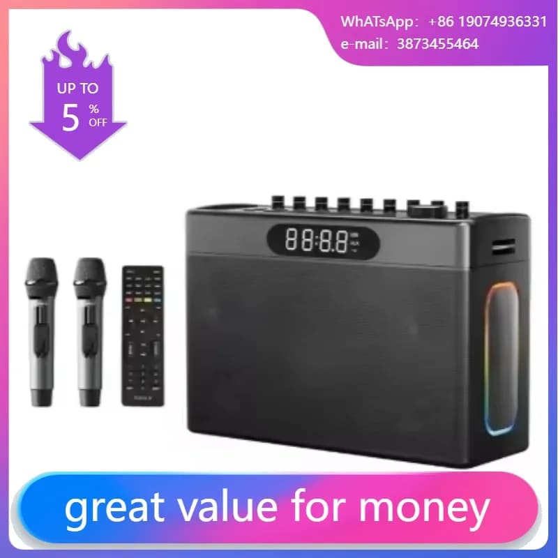 S1127 PLUS 300W Macchina per karaoke Altoparlante portatile esterno con 2 microfoni wireless Supporta MIC AUX OTG Live per la festa