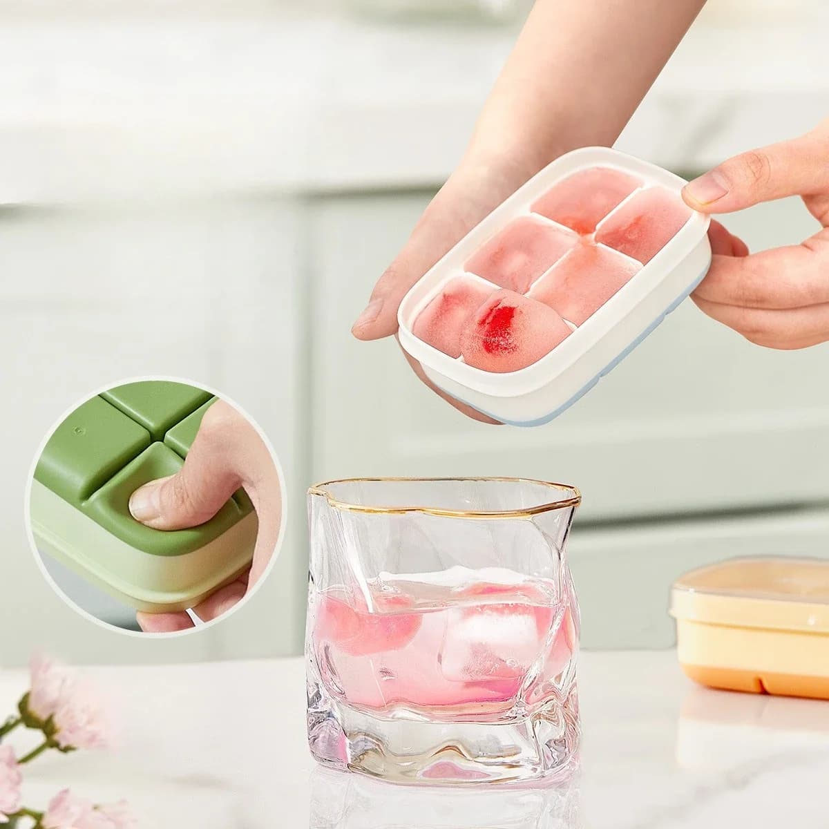 Vassoio per cubetti di ghiaccio 3D Silicone 6 Griglia Stampo per ghiaccio Frigorifero Stampi fai da te Creatore di palline di ghiaccio Whisky Cocktail Stampo in silicone Utensili da cucina