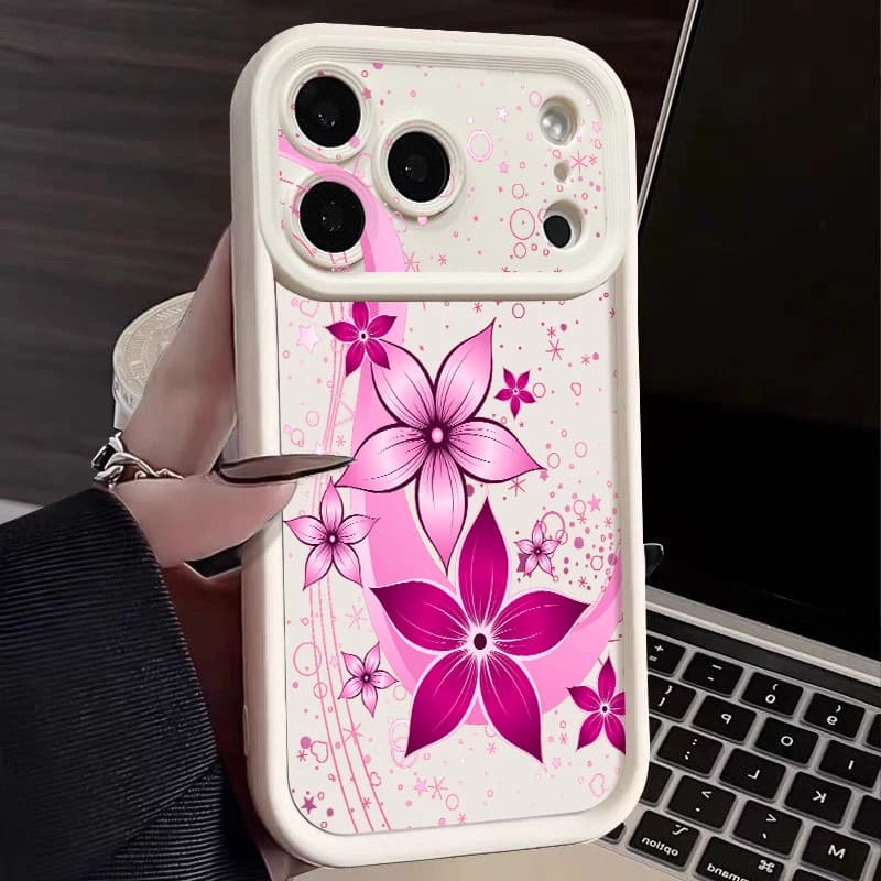 Flower Floral Pattern Phone Case For iPhone 17e 17 16 15 14 13 Pro Max 17 16 Pro 16e 11 Shockproof Soft TPU Silicone Back Cover