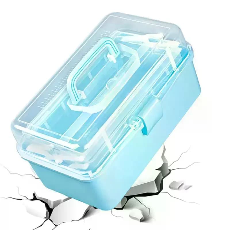 3-Layer Plastic Dividing Storage Box Craft Organizer And Storage With Adjustable Spacers Portable Handled Art Supply Organizer