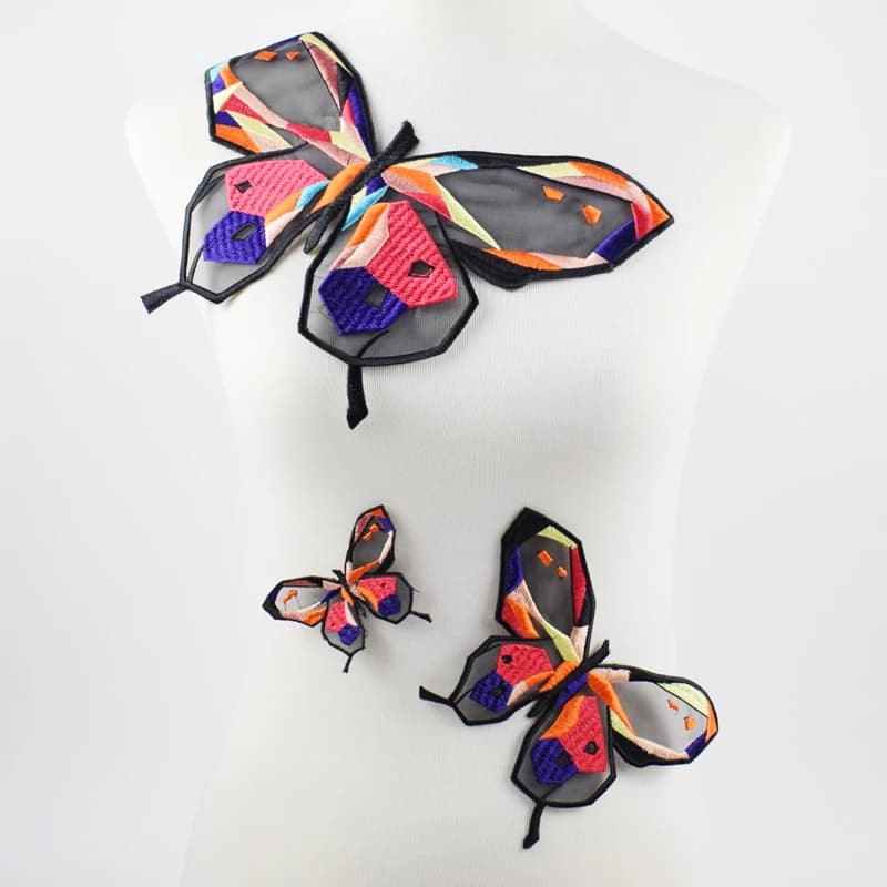 3 pezzi/set applique per toppe ricamate a farfalla bianca nera da cucire su vestiti riparazione fai da te