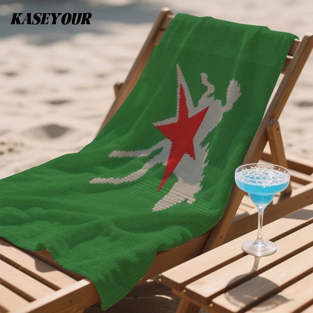 Green Horse Star Cross-Stitch Compact Travel Beach Towel Super Absorbent Sand Resistant, Microfiber for Swimming Camping Yoga