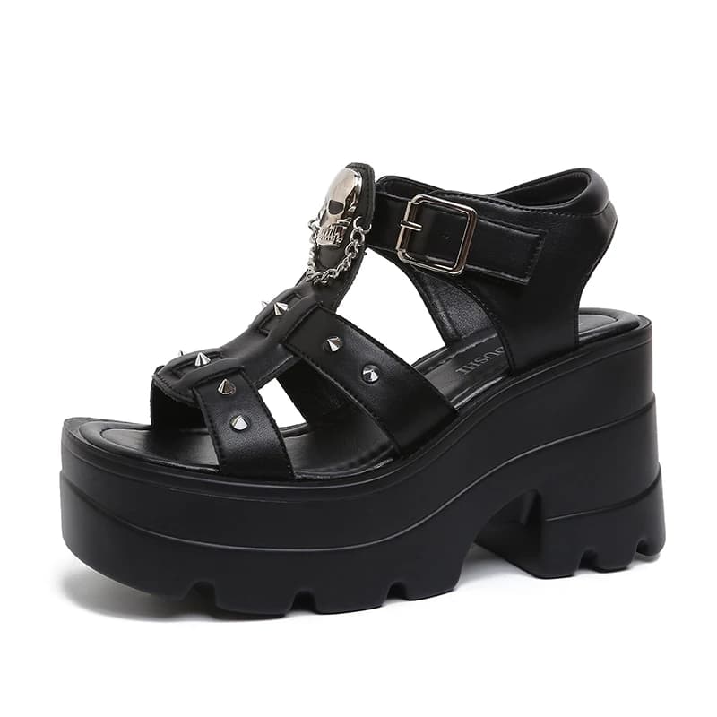 New Punk Style Women's Sandals Comfort Summer Beach Shoes 8.5CM Heels High Platform Slippers Woman Open Toe Wedges Pumps