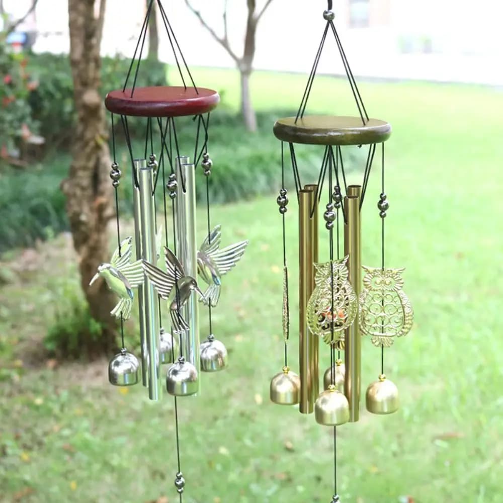 DIY Outdoor Copper Bells Wind Chimes DIY Hummingbird Hanging Ornament Owl Home Garden Yard Decoration