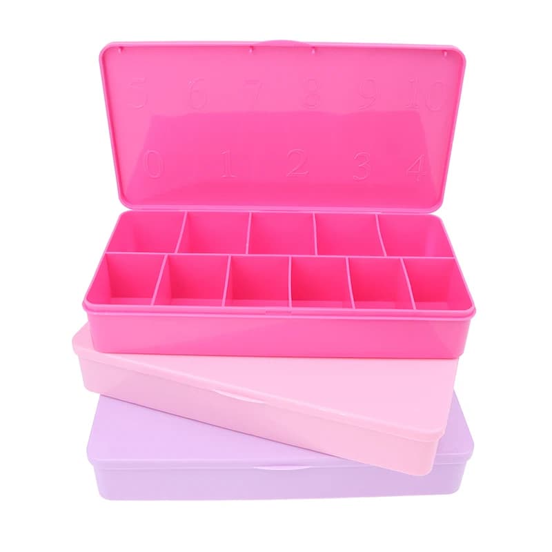 Scatola per unghie finte rettangolare multifunzionale punta per unghie scatola vuota scatola per contenitori per Nail Art multicolore custodia in acrilico 11 griglie