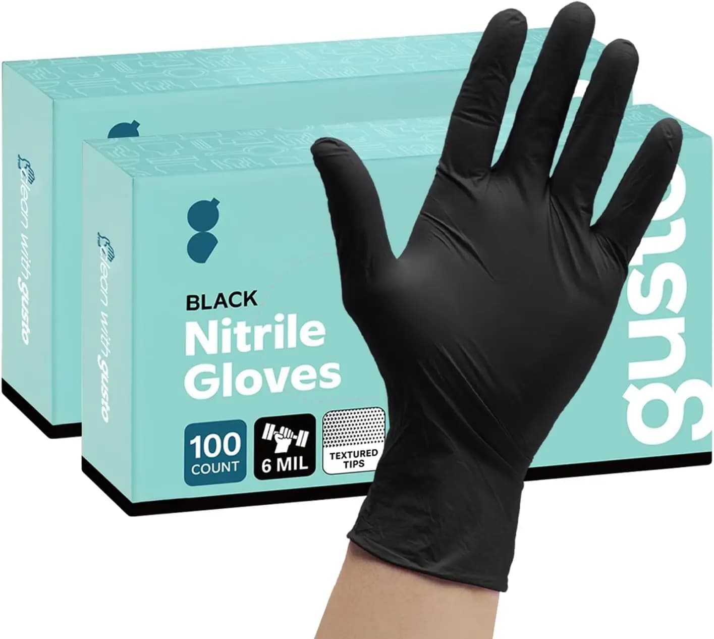 Guanti in Nitrile Resistenti 6 Mil, Resistenti agli Agenti Chimici, Senza Lattice, Senza Polvere, con Punte delle Dita Texturizzate, Monouso