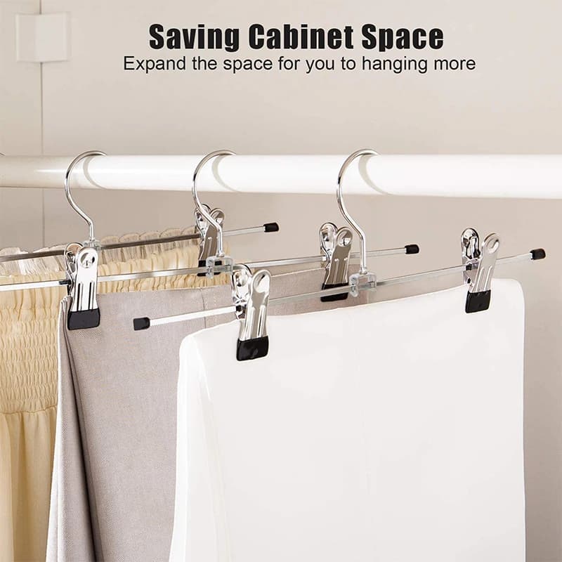 5 non-slip metal coat hangers, wind resistant, multi-purpose, for skirts and pants, with drying clip in the closet