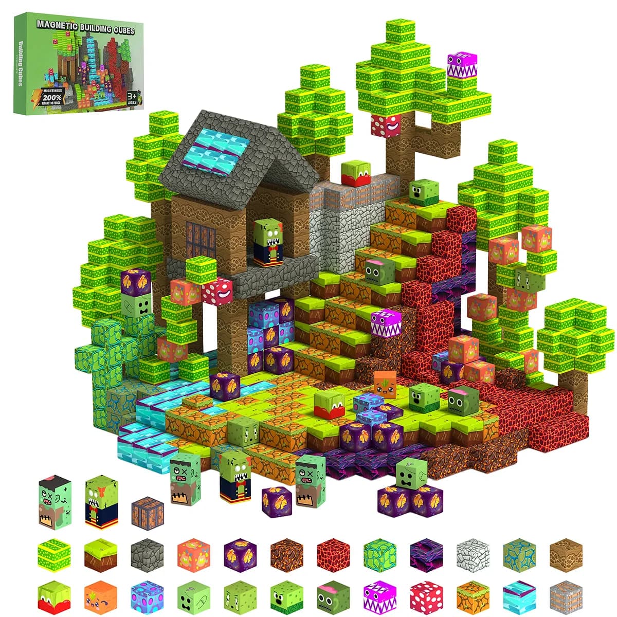 Garden Defender Fort Giocattoli STEM Montessori, 150 Pezzi di Piastrelle Magnetiche, per Bambini dai 3-8 Anni, Blocchi da Costruzione per Gioco Creativo e Sensoriale