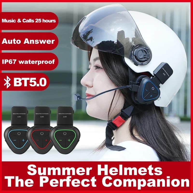 LX1 Casco estivo per moto Auricolare Bluetooth speciale CVC portatile Smart con cancellazione del rumore Auricolare da asporto impermeabile Blu