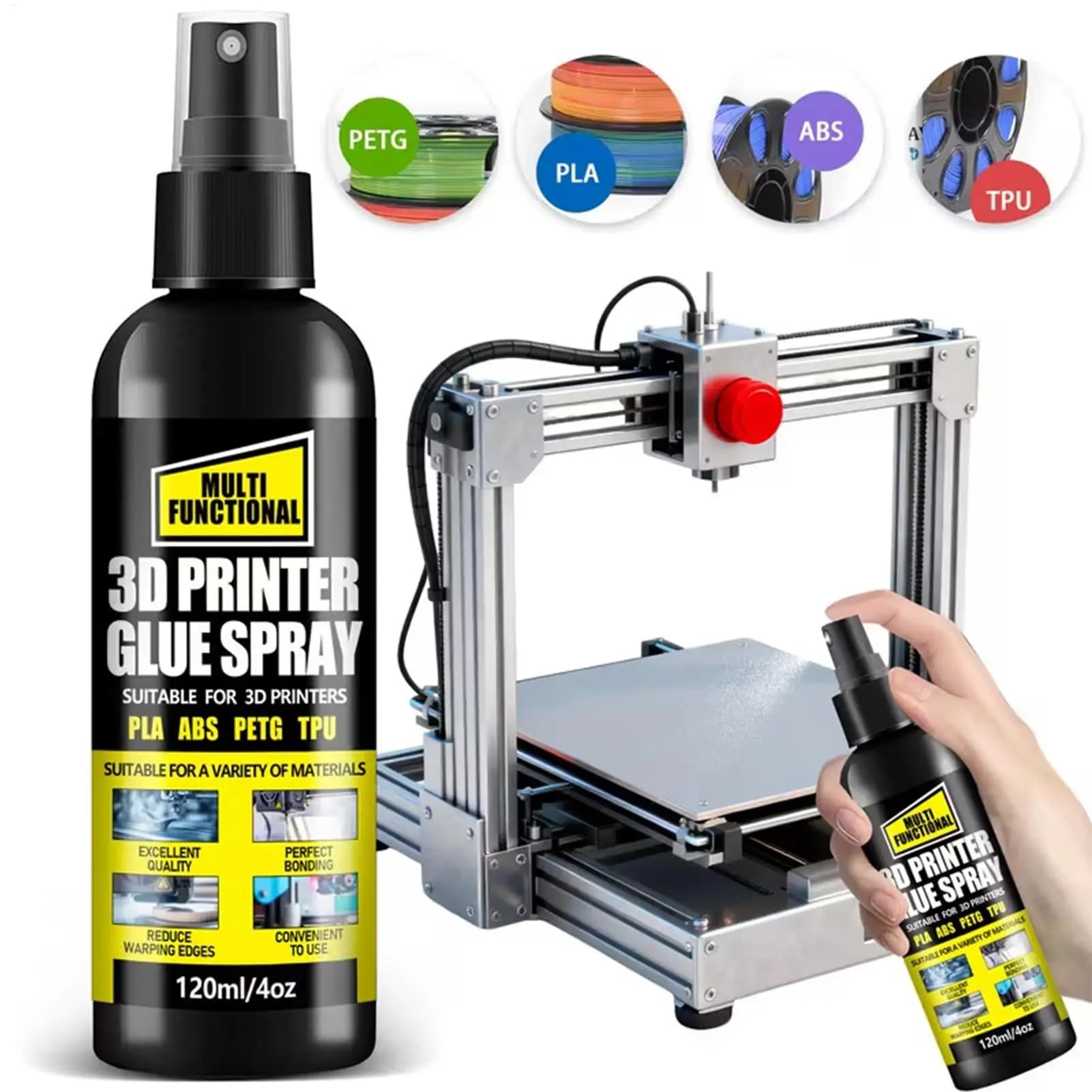 Colla Spray per Stampante 3D da 120ml, Adesivo a Lunga Durata per Filamenti TPU e ABS, Ideale per Modellismo, Scuola, Laboratorio, Casa e Artigianato