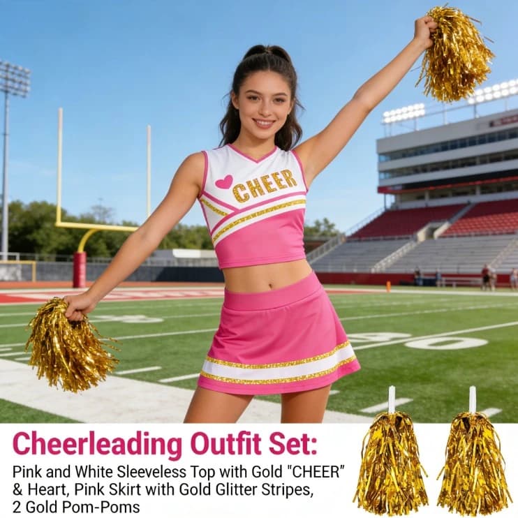 Set di Abbigliamento per Esibizioni di Cheerleading e Danza, Costume da Palcoscenico per Donne Adulte, Abbigliamento Sportivo per Competizioni, Costume per Squadre di Cheerleading