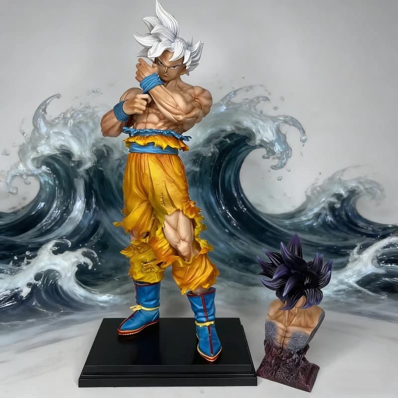 Statuetta Dragon Ball 36cm CK Ultra Instinct Son Goku Action Figure con Doppia Testa, Modello Anime da Collezione, Giocattolo Ornamentale, Regalo