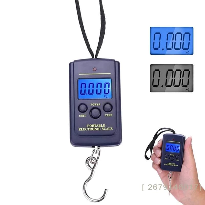【YY26】Bilancia Digitale Elettronica Portatile da 40kg, Strumento di Pesatura per Pesca, Bagagli, Valigie, Bilancia con Gancio da Viaggio