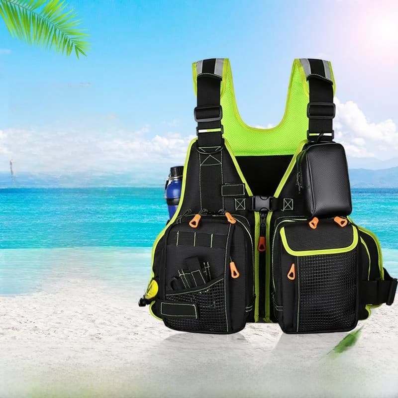 Giubbotto di Salvataggio Multitasche per Nuoto all'Aperto, Surf, Pesca in Mare, Rafting, Alpinismo e Campeggio