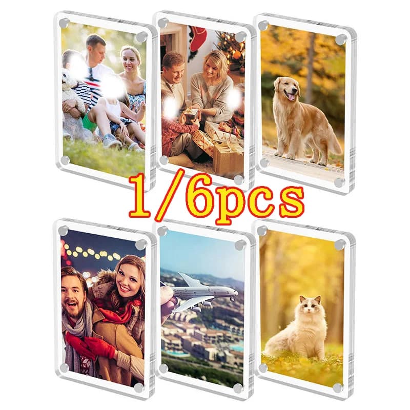 New photo frame with magnetic design Photo frame for refrigerator Mini magnetic acrylic frames Transparent acrylic card display