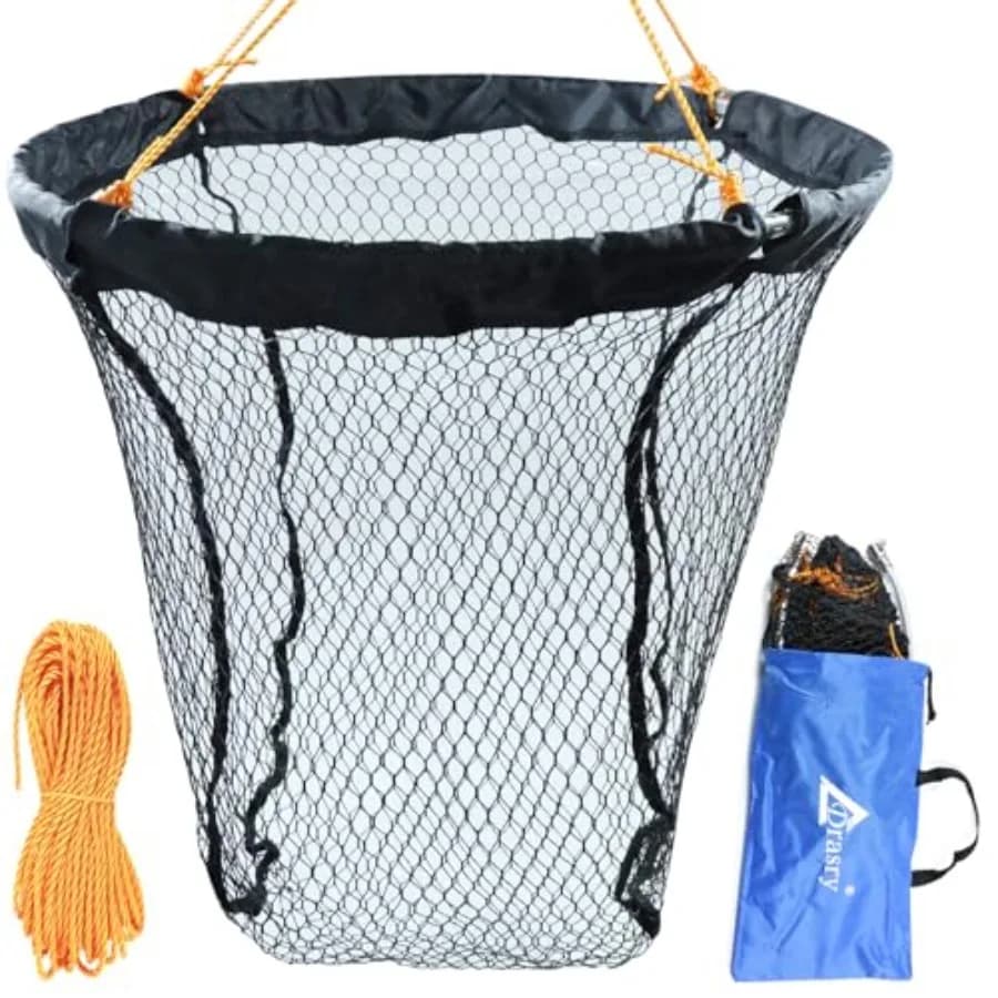 Rete da Pesca Pieghevole per Ponte e Molo - Rete a Goccia con Anello in Alluminio ad Alta Resistenza per Acqua Salata e Dolce - Richiudibile
