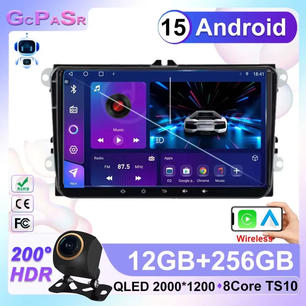 Autoradio Per VW Volkswagen Skoda Octavia Golf 5 6 Touran Passat B6 Polo Jetta Navigazione GPS Multimediale Lettore Android da 9 pollici