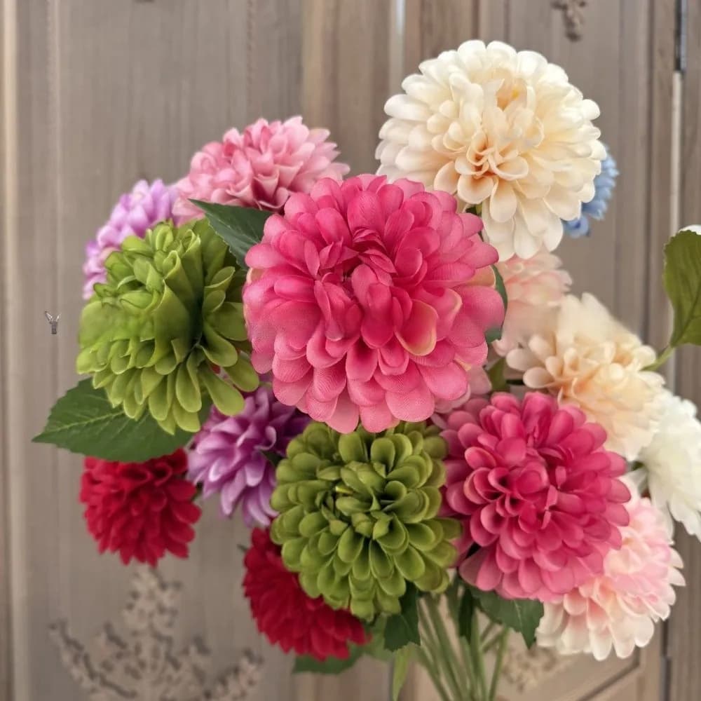 Nuovi Fiori Artificiali di Dalia in Seta, Bouquet Decorativo, Crisantemo Finto, Fiori Artificiali, Piante Finte per Matrimoni