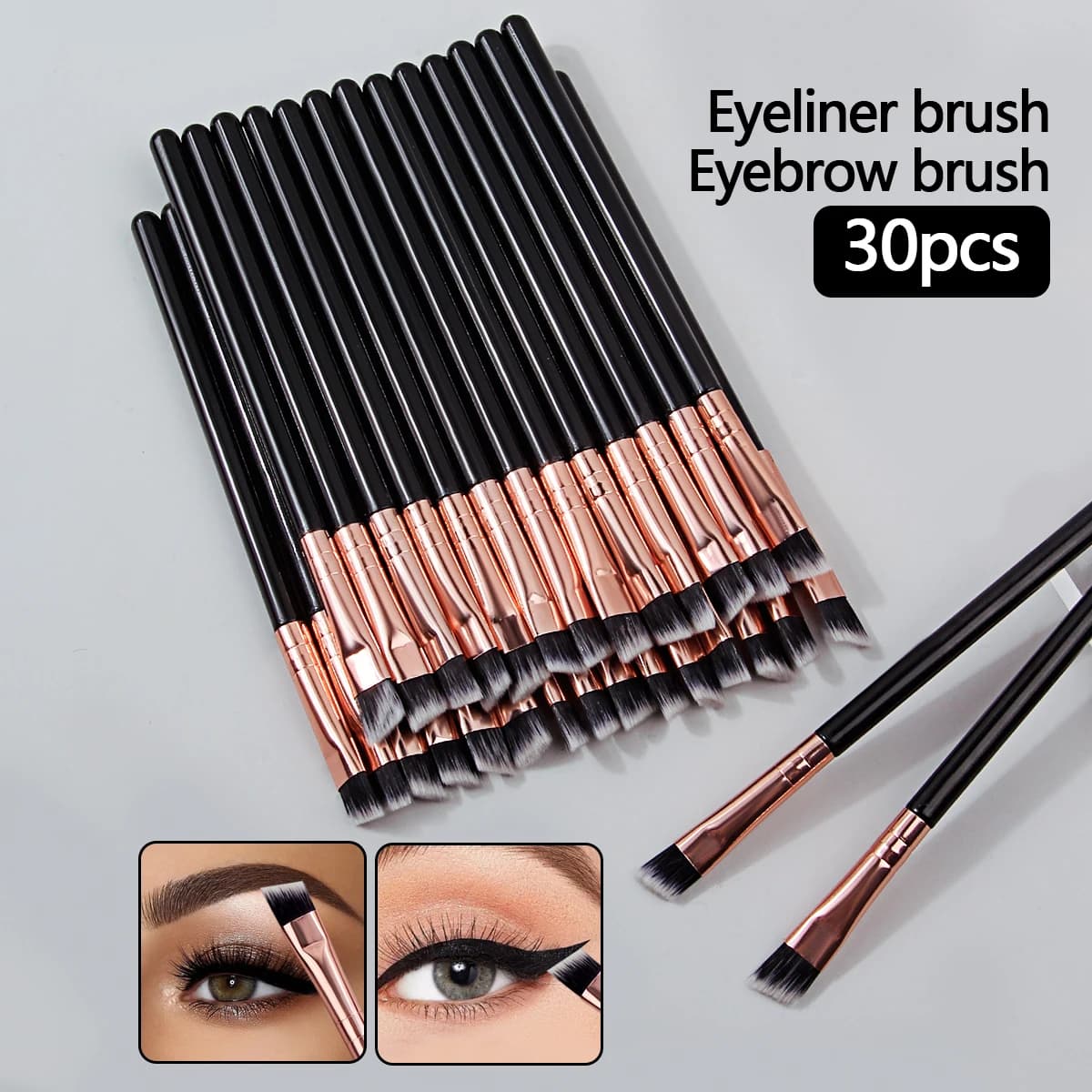 6/10/20/30PCS ultra-thin and ultrafine eyeliner brush, angled eyebrow brush, eyelid detail brush, portable eye makeup tool