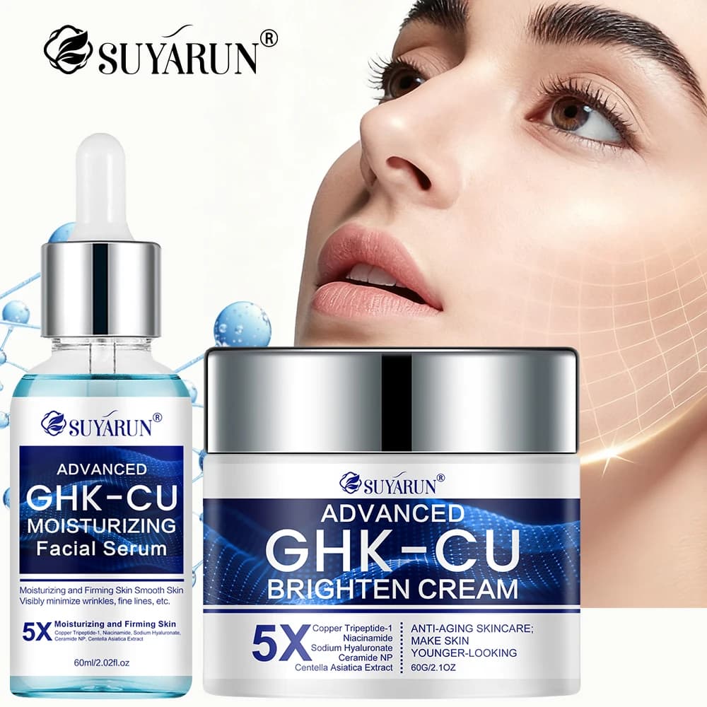 SUYARUN GHK-CU Crema e Siero - Crema viso anti-età, rassodante e idratante per tutti i tipi di pelle, adatta alle donne.