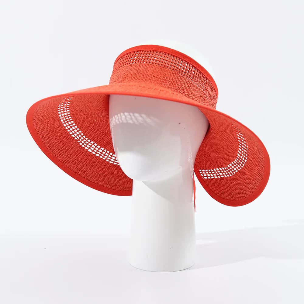 New Fashion Colorful Visor Hat for Women, Spring Summer Foldable Wide Brim Hollow Sun Cap Vacation Travel
