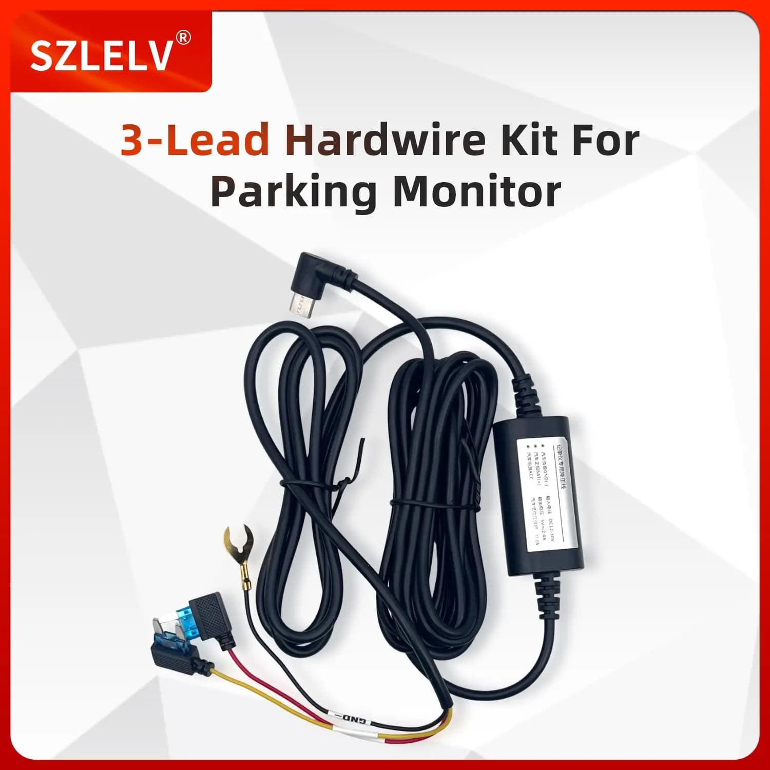 Kit di Cablaggio da 12-24V a 5V 2.5A Tipo C per Dash Cam con Funzione ACC, Monitoraggio Parcheggio 24H, Protezione da Bassa Tensione per DVR Auto