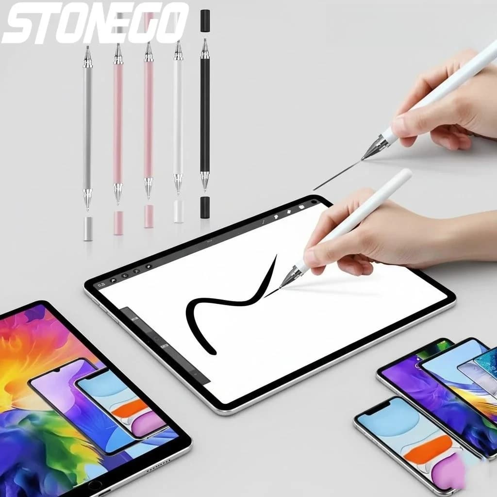 STONEGO Penna stilo universale 2 in 1 per smartphone, tablet, schermi da disegno, matita touch capacitiva, controllo preciso